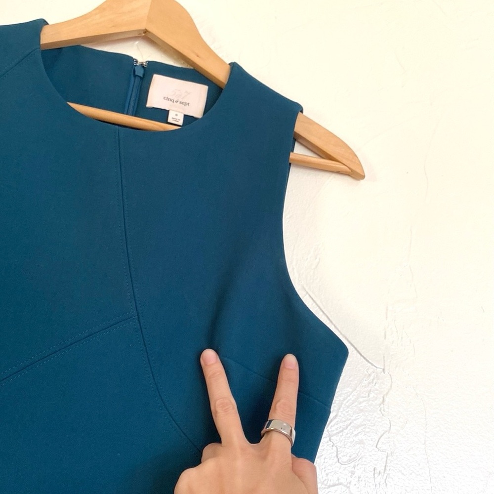 Cinq a Sept Teal Sleeveless Sheath Mini Dress - Picture 10 of 11